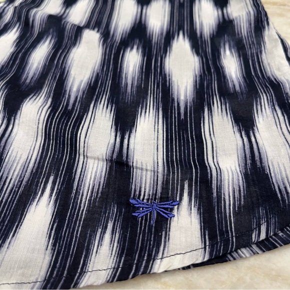 Talbots | Diamond Ikat Long Sleeve Button Down Shirt | Indigo & White | Petite M - Picture 6 of 11